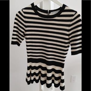 Autumn Cashmere Striped Black and White Peplum XS